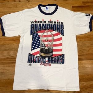 Vintage Atlanta Braves 1995 World Series Champions Shirt M GREAT CONDITION
